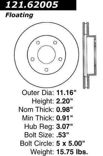 Centric 121.62005 rear brake rotor/disc-c-tek standard rotor-preferred