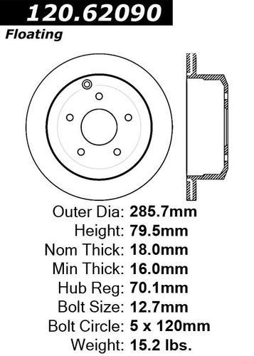 Centric 121.62090 rear brake rotor/disc-c-tek standard rotor