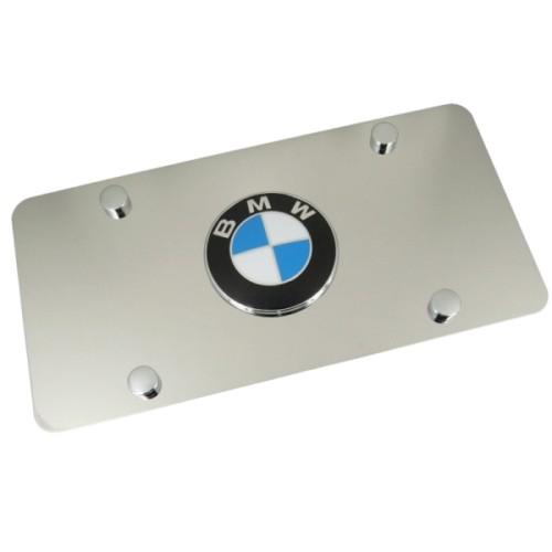 Bmw logo polished stainless license plate - new!