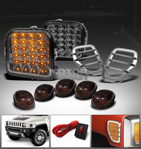 2006-2010 hummer h3 led smoke corner+cab roof running+side marker cover lights