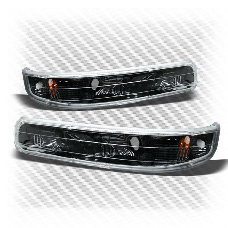 99-02 silverado, 00-06 suburban/tahoe black bumper parking lights (w/ amber)