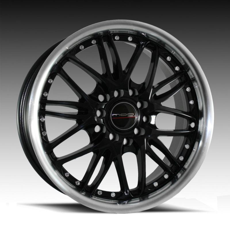 17" mod-tech-473 wheels 5x100 / 5x114.3 +40 gloss black / machined lip