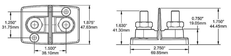 Blue sea 2017 dual powerpost cable connectors - 2 x 3/8"