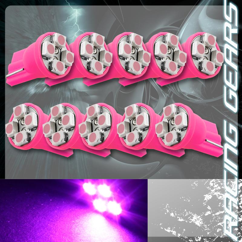 10x purple smd 4 led t10 wedge interior instrument map panel gauge light bulb