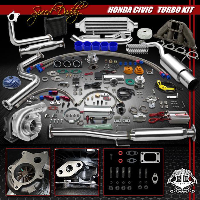 T04e 26pc t4 turbo kit intercooler+manifold+catback 92-95 honda civic hb eh2 eh3