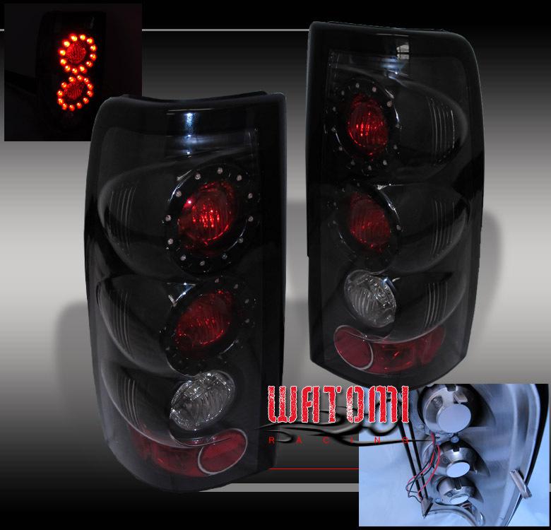 99-02 chevy silverado/99-06 gmc sierra fleetside led tail light black left+right