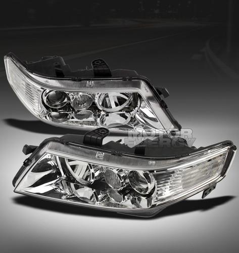 2004-2005 acura tsx sedan 4dr projector headlight lamp jdm chrome left+right set