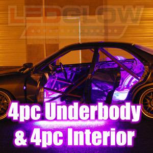 Pink led underglow lights kit w. 4pc interior lights