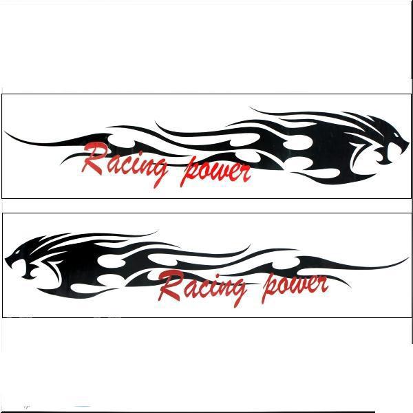 Car two side body decoration decal sticker black red word racing power x 2pcs #1