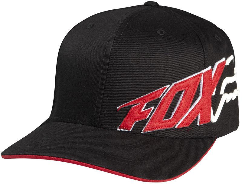 Fox riptide black fitted flexfit medium profile hat cap hats mx 2014 red white