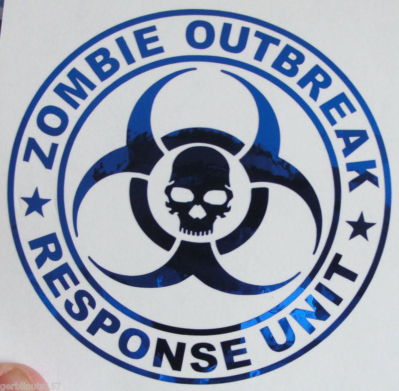 Zombie outbreak response unit decal 4"- apocalypse hunter vehicle team sticker