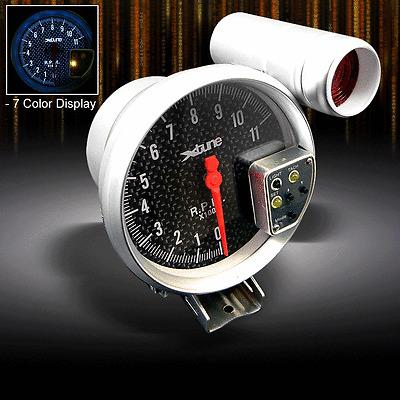 7 color display 11k rpm 5" real carbon fiber racing tachometer+red shift light