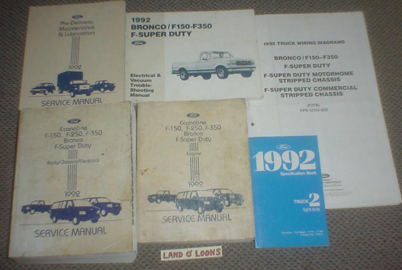 1992 ford f150-250-350 light truck/bronco/econoline shop/service manual lot/6