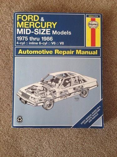 Haynes repair manual 36044 ford mercury mid-size models 1975 thru 1986