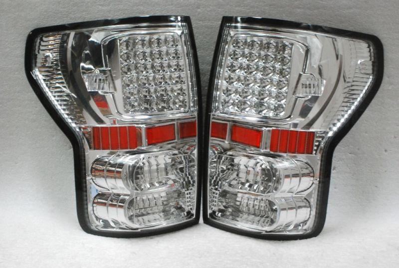 07-12 toyota tundra pickup chrome clear full led tail lights lamps left+right