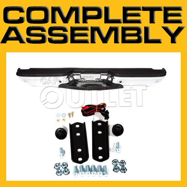 2000-2005 excursion rear chrome bumper+pad+reinf+lic lamp limited w/sensor hole