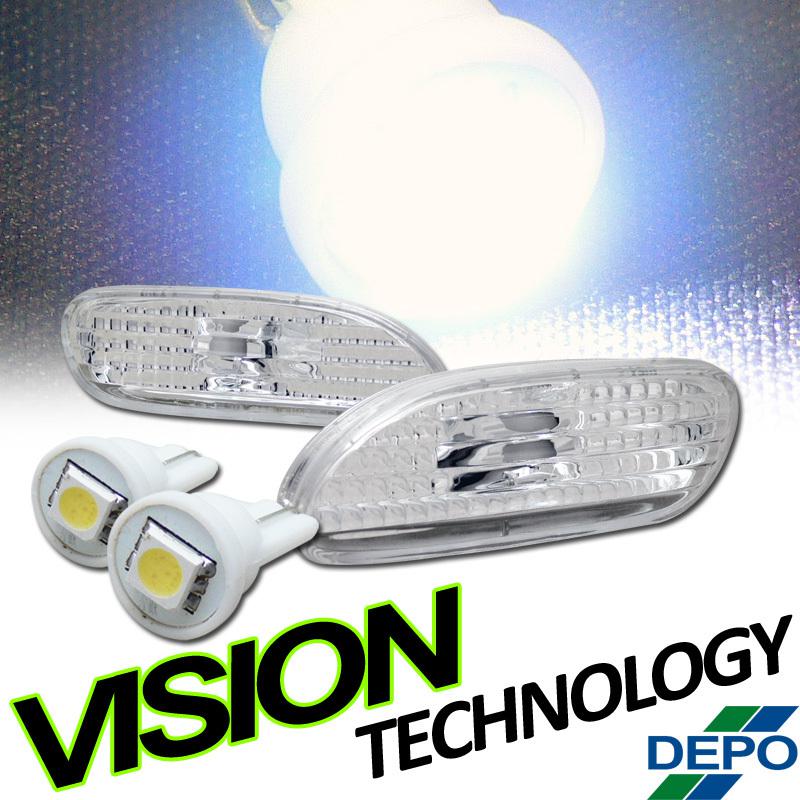 Depo 95-99 eclipse 95-98 talon chrome clear side marker bumper lights+led bulbs