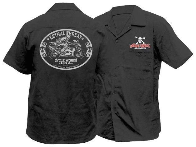 Lethal threat lethal sportbike short sleeve workshirt black 2xl/xx-large