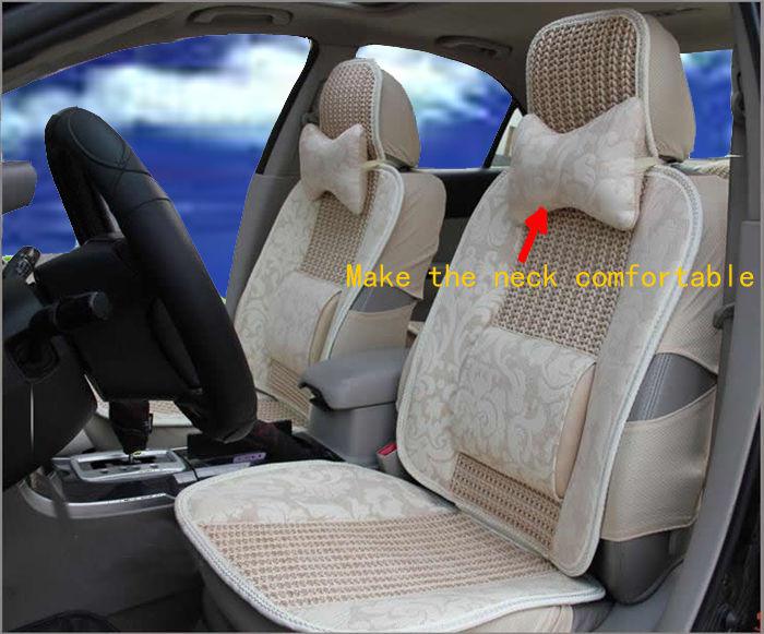  8pcs flax & ice silk good permeability four seasons universal car seat cover & 