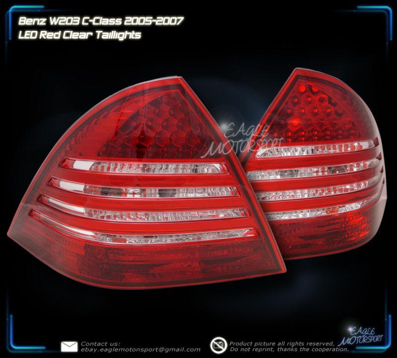 2005-2007 mercedes benz w203 c class led red clear tail lights lh rh rear lamps