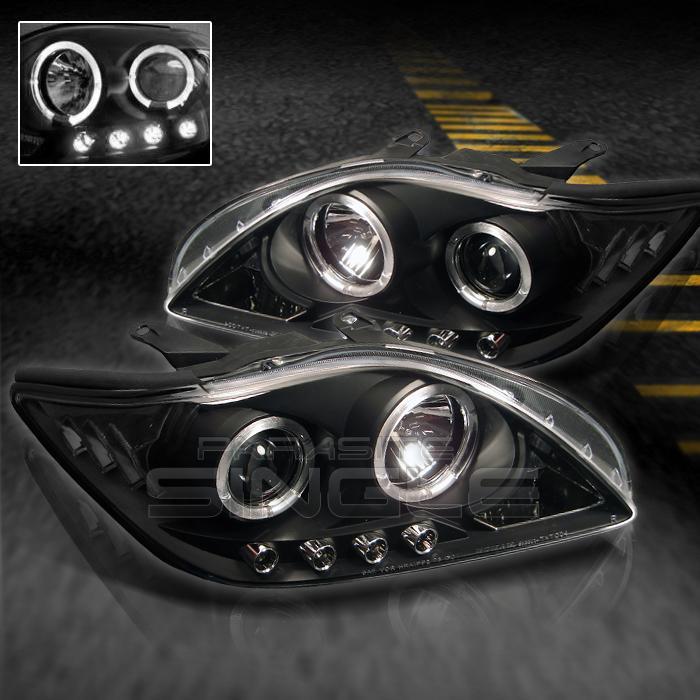 Black 04-07 scion tc dual halo projector led headlights lights lamps left+right