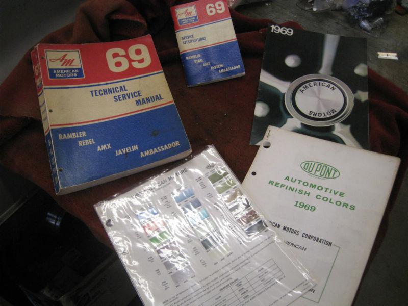 1969 amc rambler rebel amx javelin technical manuals brochures chips lot sale