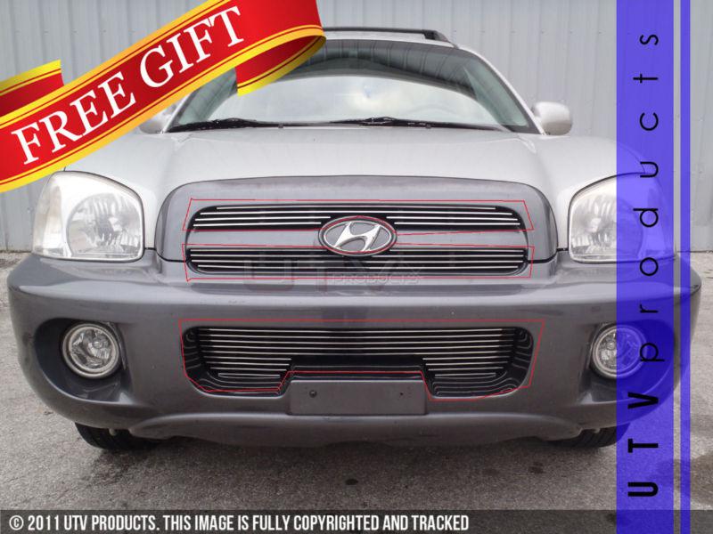 Fits: 2005 2006 hyundai santa fe 3pc combo chrome billet grille kit custom 