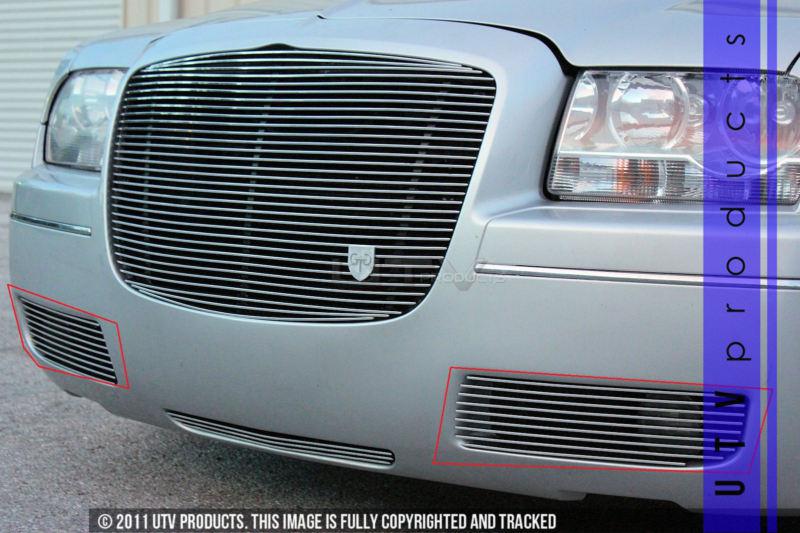 2005 - 2010 chrysler 300 2pc fog lights chrome billet grille kit 