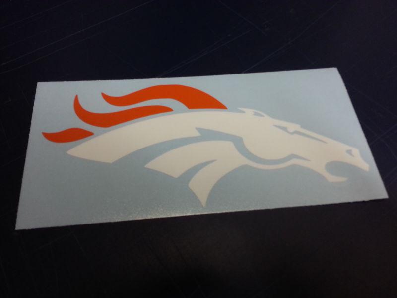 Denver broncos decal / sticker 8 inch white and orange