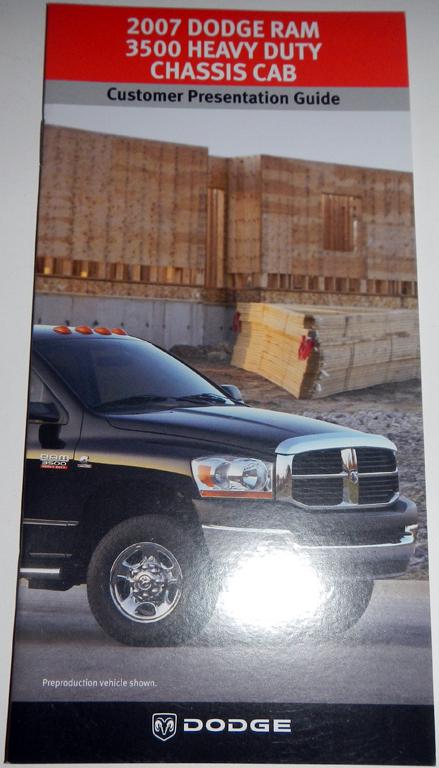 2007 dodge ram 3500 heavy duty chassis cab customer presentation guide brochure