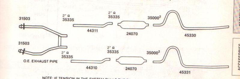 1970 mercury cougar dual exhaust system, aluminized, 302 engines only