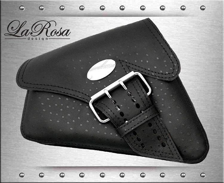 Larosa black ostrich design leather sportster 883 48 nightster left saddlebag