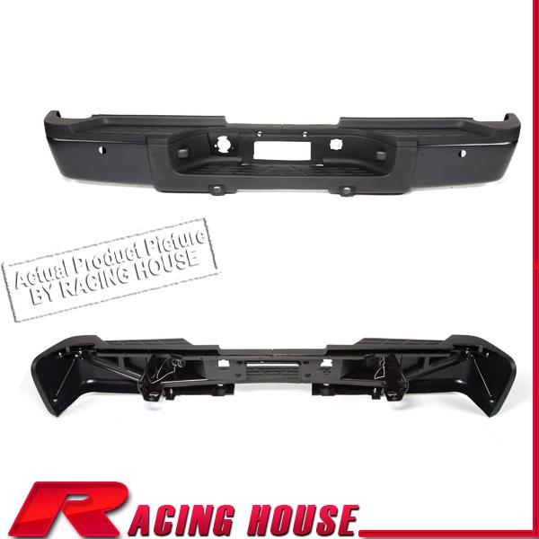 Rear step bumper replacement bar w/ pad 07-10 sierra 3500 hd w/sensor dual black