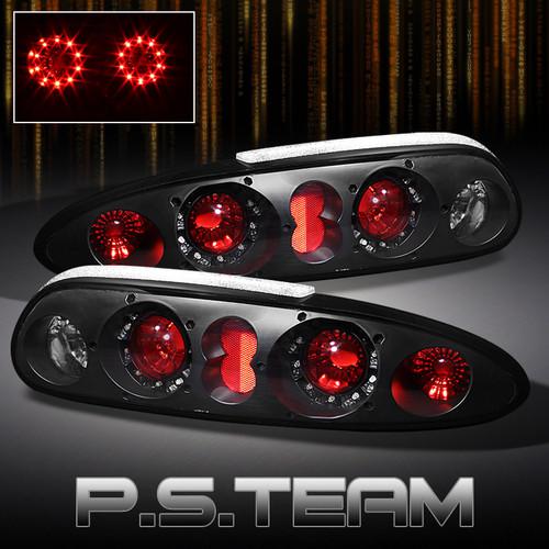 93-02 chevy camaro sport coupe black led ring tail lights lamps pair left+right