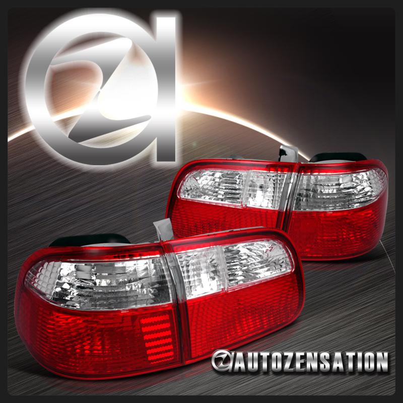 1999-2000 honda civic sedan 4dr depo red clear lens tail lights rear lamps