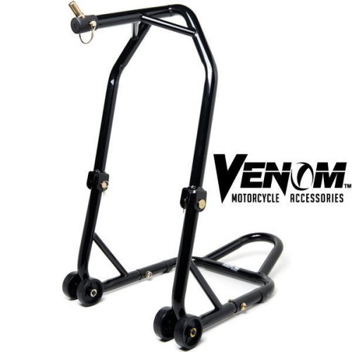 Black sport bike motorcycle headlift attachment front wheel tire lift stand