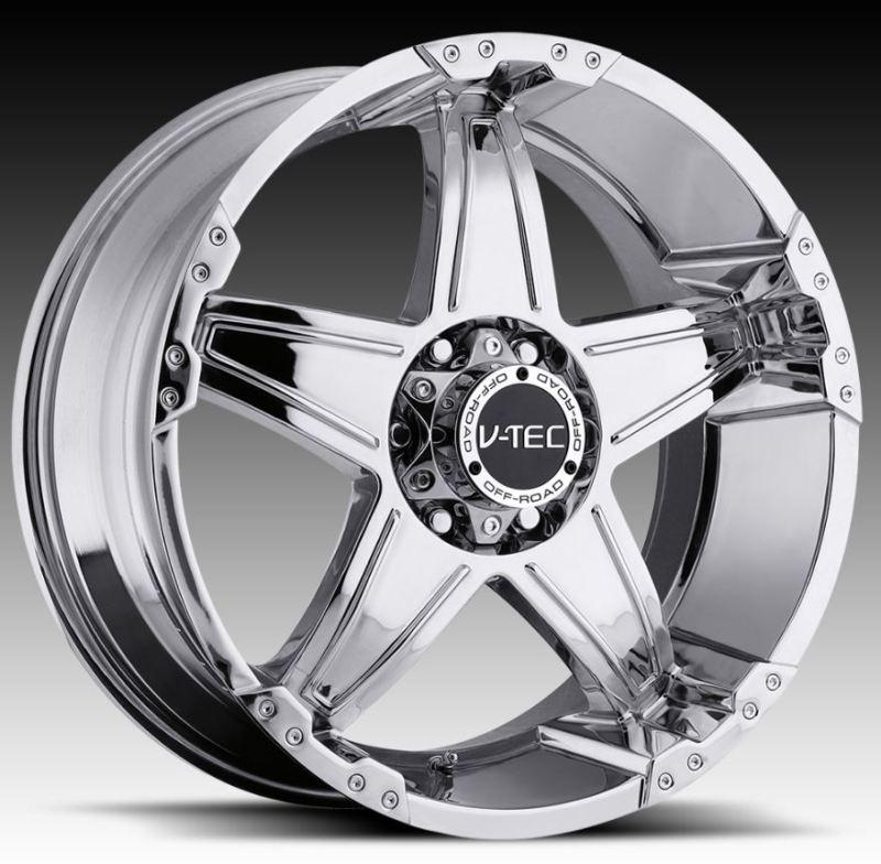 17" v-tec 395 wizard 5x5 wrangler routan tahoe c1500 chrome wheels rims free lug