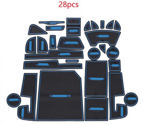 Non-slip interior door pocket mat cup mat for 2014 2015 jeep cherokee blue