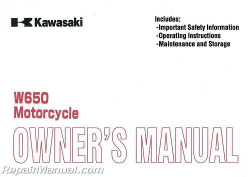 2000 kawasaki ej650 w650 motorcycle owners manual : 99920-1972-01