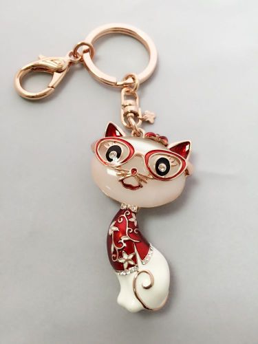 Lucky cat brass plated keychain