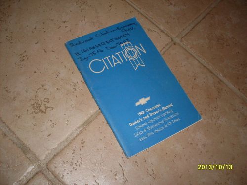 1982 chevrolet citation owners manual owner&#039;s guide book original