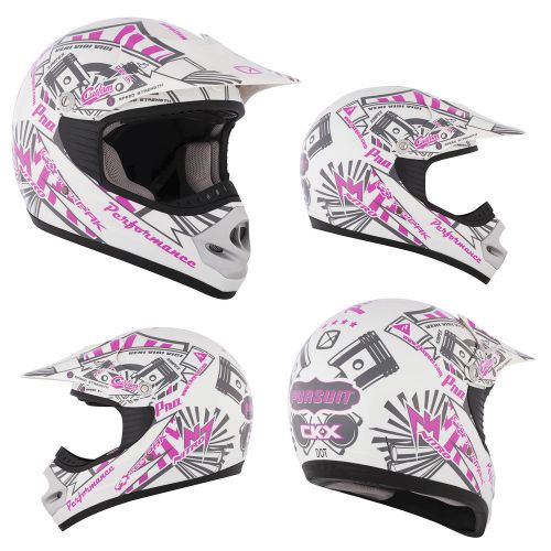 Mx helmet ckx tx-218 pursuit pink/white 2xlarge adult motocross offroad atv dot