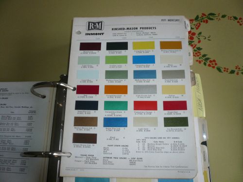 1971 mercury r-m color chip paint sample - vintage