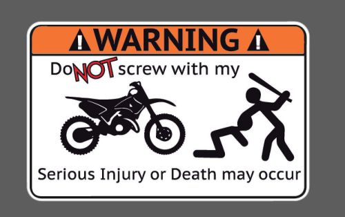 Warning dirtbike #97 sticker mx motocross ama yamaha honda suzuki kawasaki