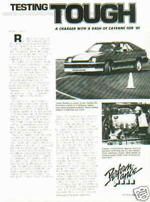 1985 carroll shelby  dodge charger ***original article***