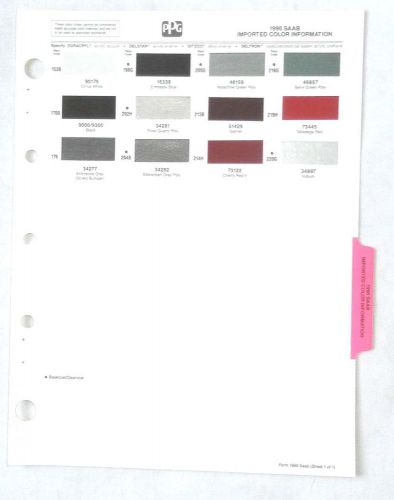 1990 saab ppg paint chip chart all models original