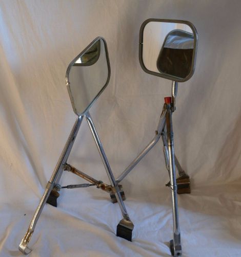 Set of 2 truck mirrors vintage, large extended side view mirror, trailer, rv