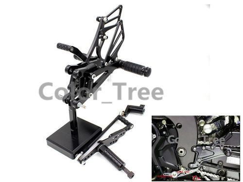 Black cnc adjustable rearset footpegs mount for yamaha yzf r1 2007-2008