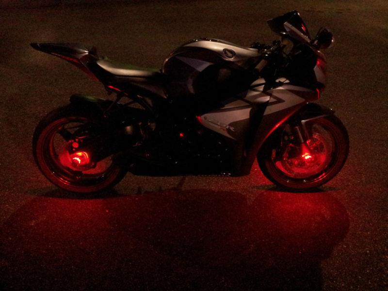 4 red led motorcycle wheel pod lights custom rim dub accent lites smd honda vtx
