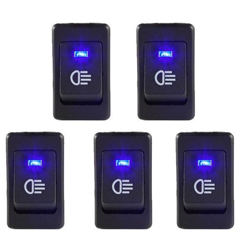 5 x universal car fog light rocker switch blue led light dashboard 12v sales